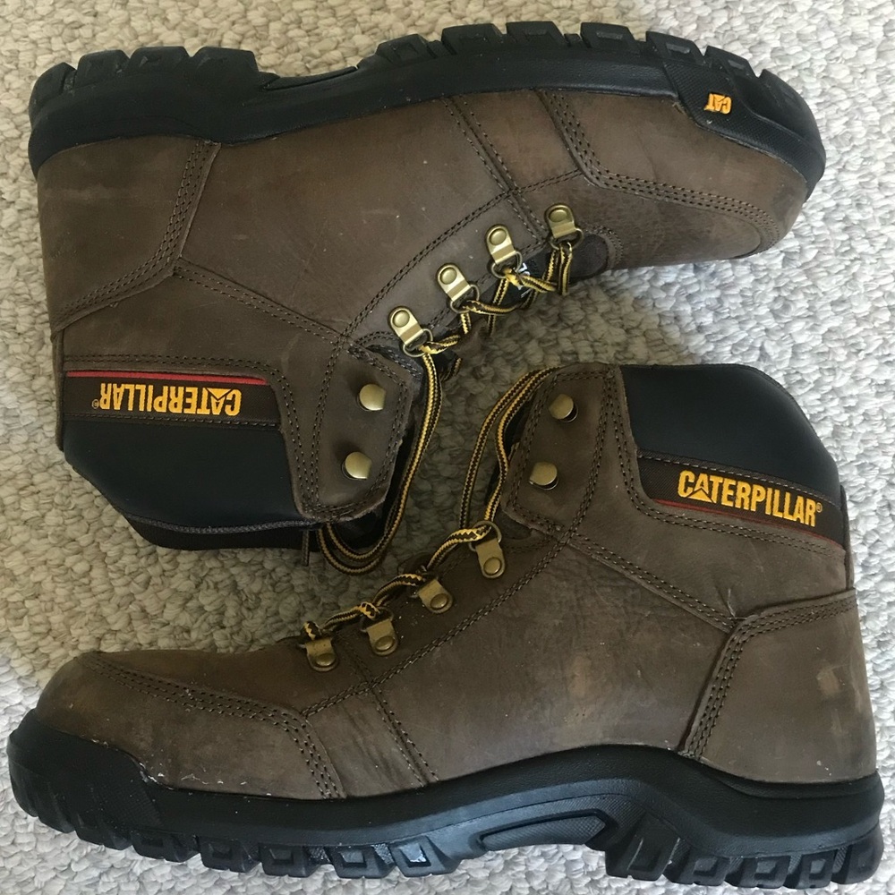 CAT Steel Toe Work Boots. Brown Leather. Size 12 Wide. - Picture 6 of 12